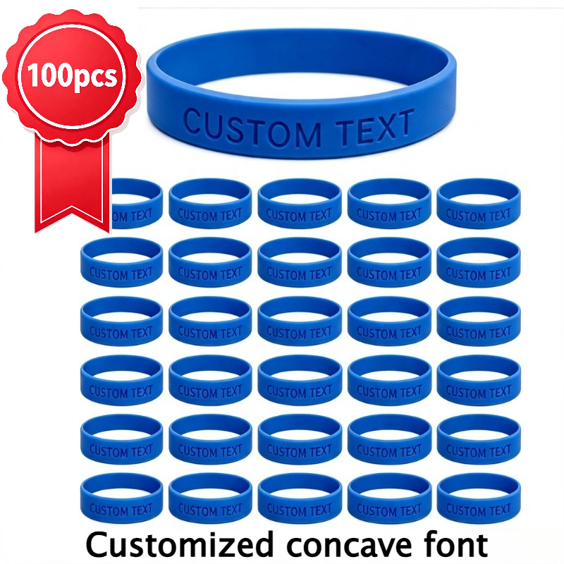 100pcs Custom Silicone Wristbands, Personalised Gift Set
